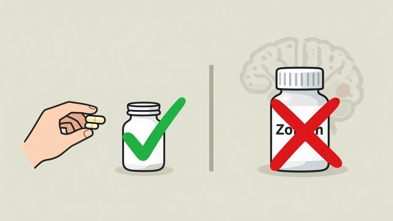 Side-by-side: safe ginger and B6 vs. risky Zofran with medical symbols.