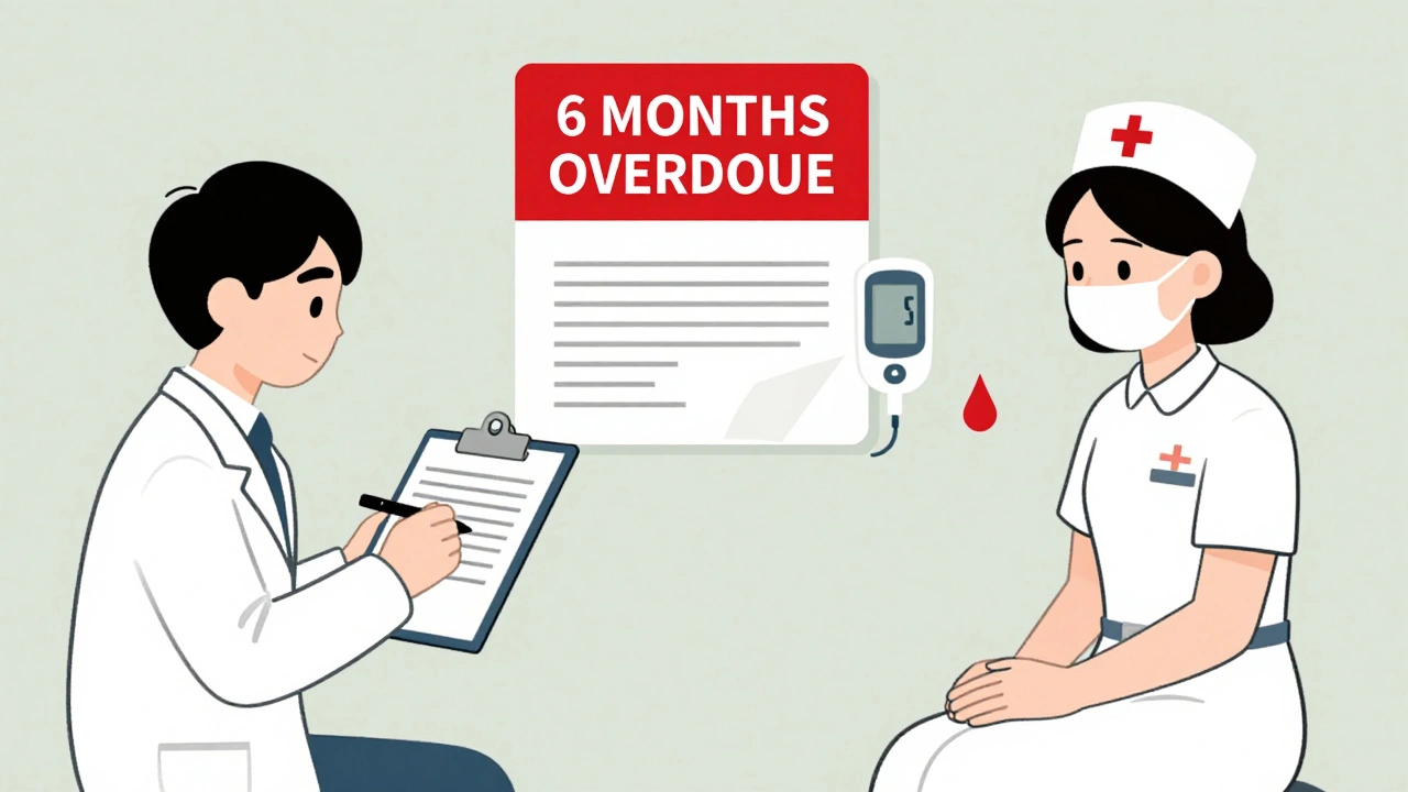 Split clinic scene: doctor checking mental status while ignored metabolic risks rise beside a patient.