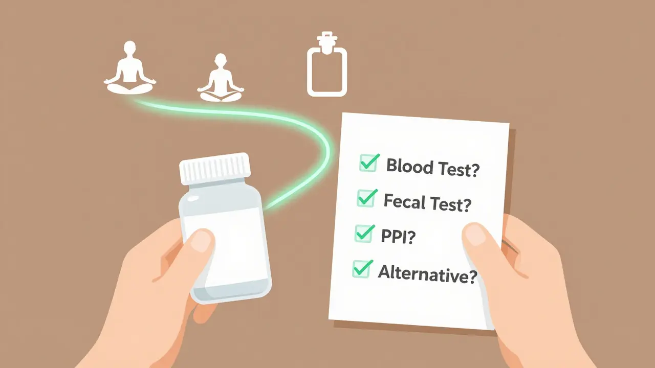 Person choosing safer pain relief options over NSAIDs with a checklist and alternative therapies.