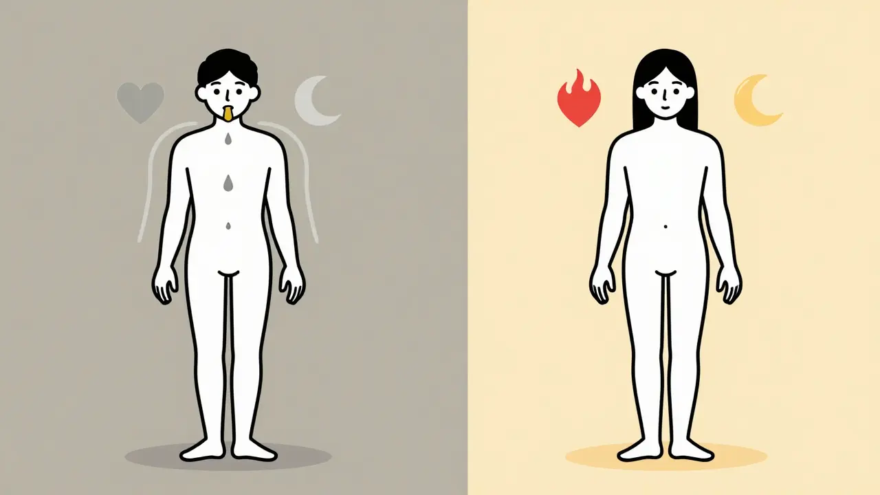 Side-by-side comparison of a person on opioids versus non-opioid pain treatment.