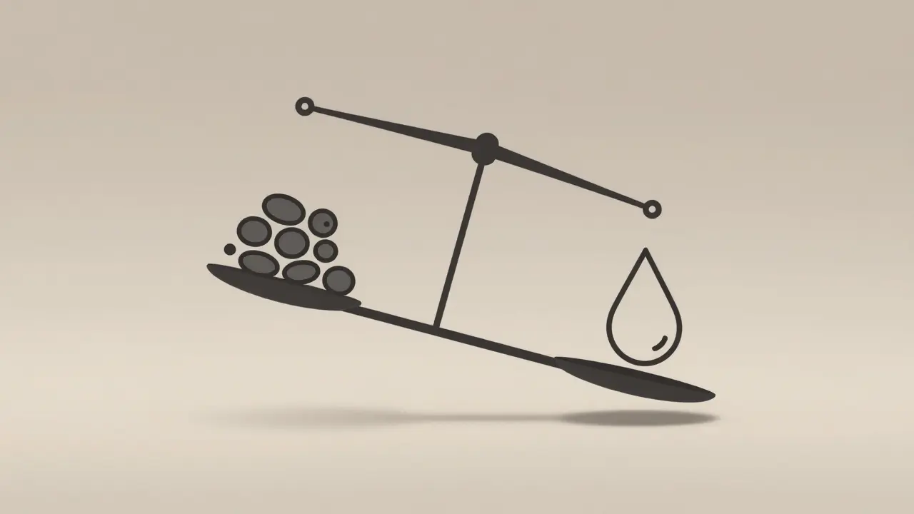 Balance scale tipping showing low blood clotting capability concept