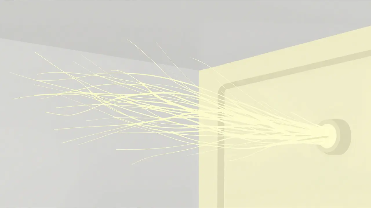 Abstract floating asbestos fibers in air