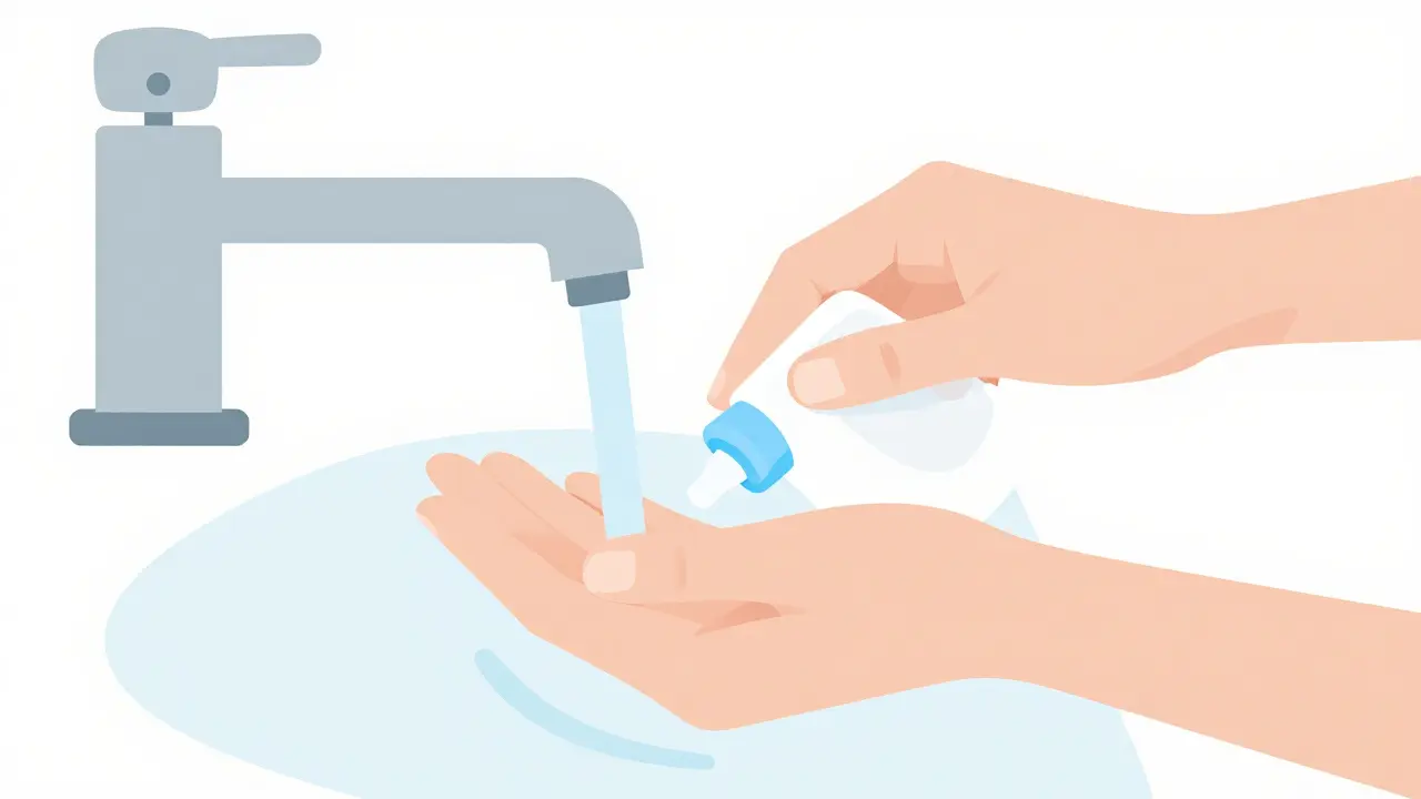 Hands washing and cleaning skin for sterile injection prep