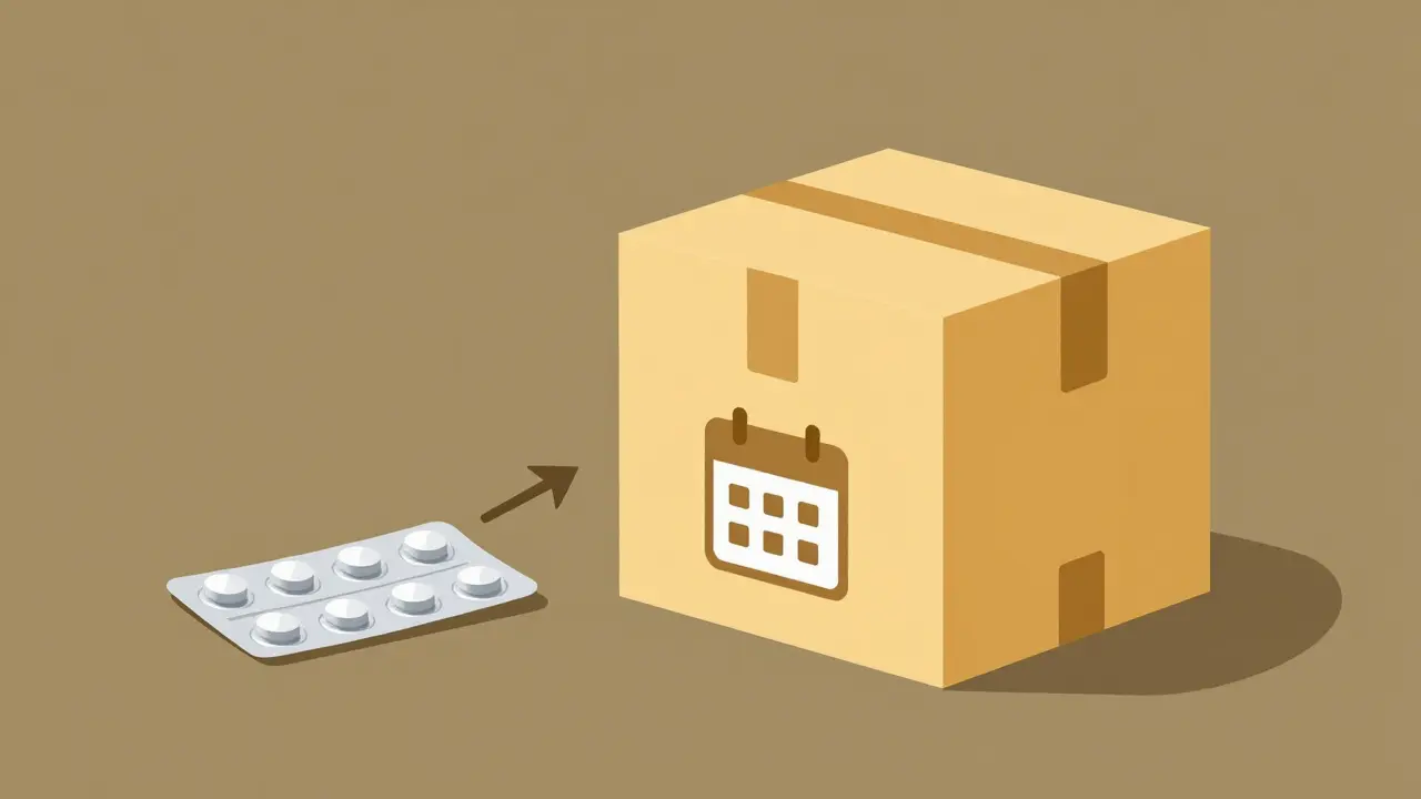 Large medication box vs small pack illustrating bulk savings