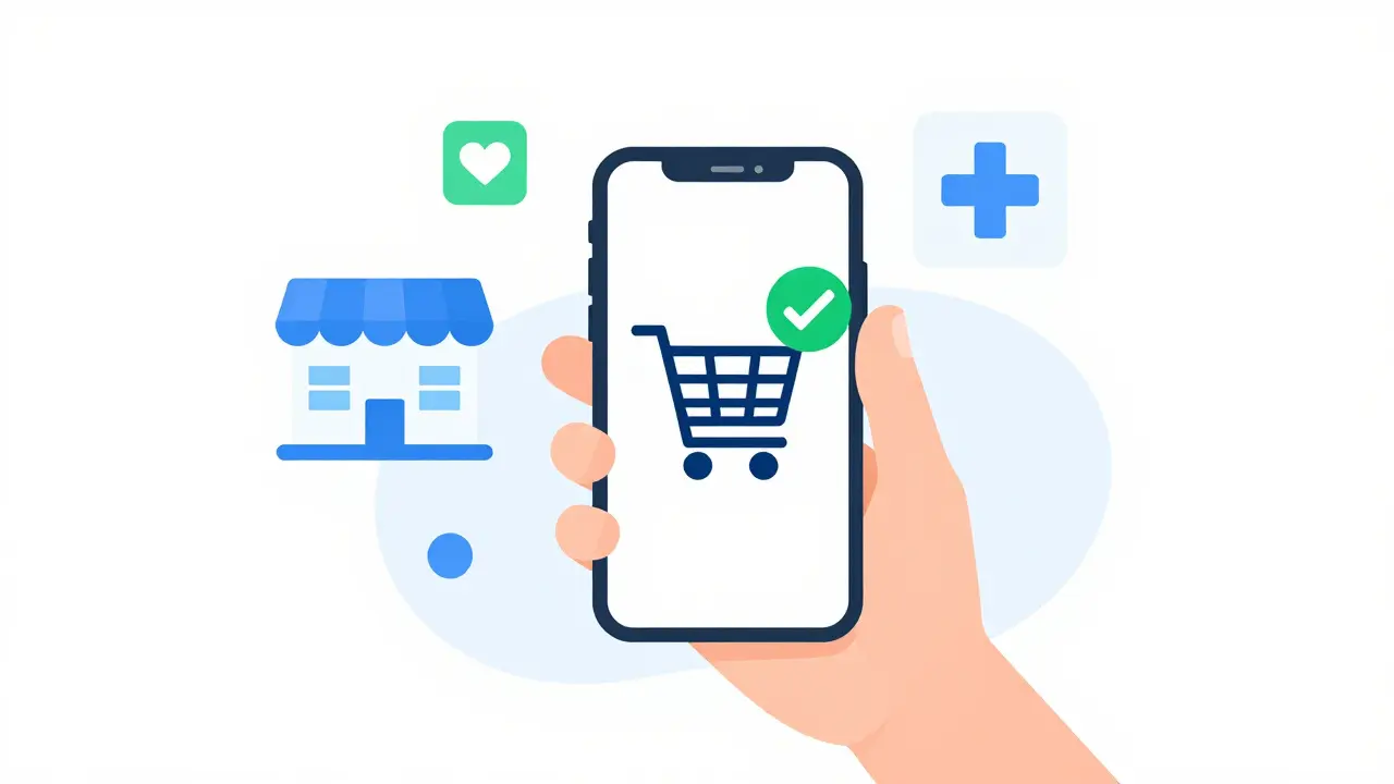 Smartphone showing safe online medication purchase