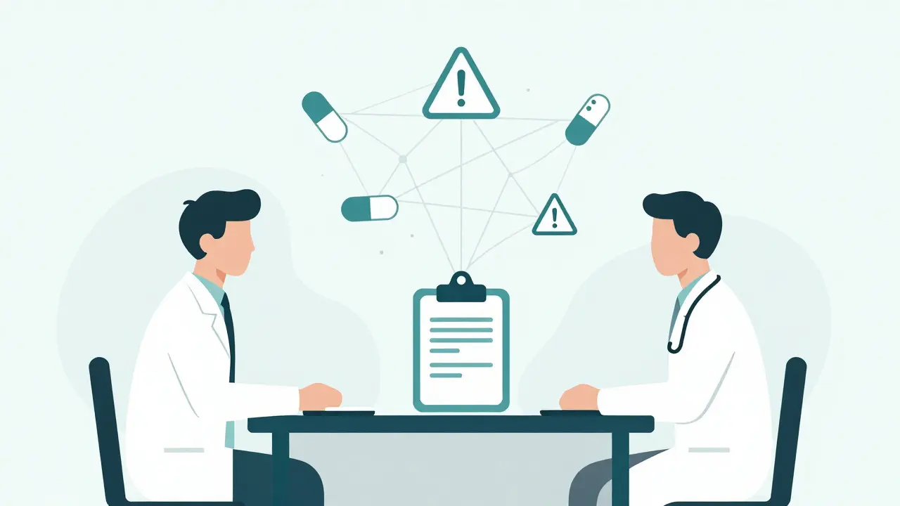 Psychiatrist and GP collaborating over medication reconciliation bridge
