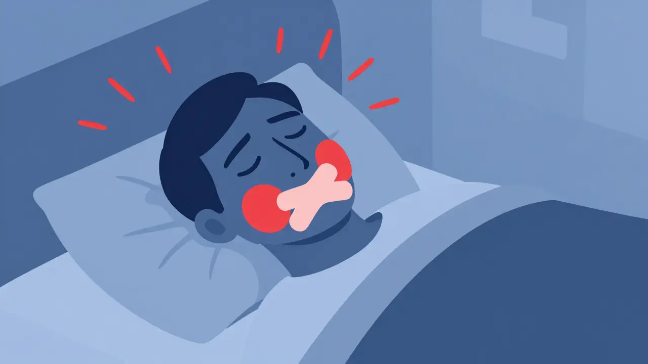Silhouette with puffed cheeks showing breathing struggle