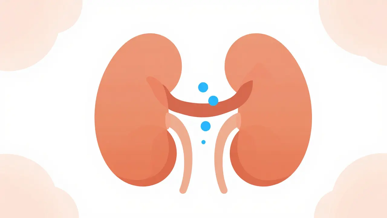Abstract minimalist view of kidney nephron with restricted water flow