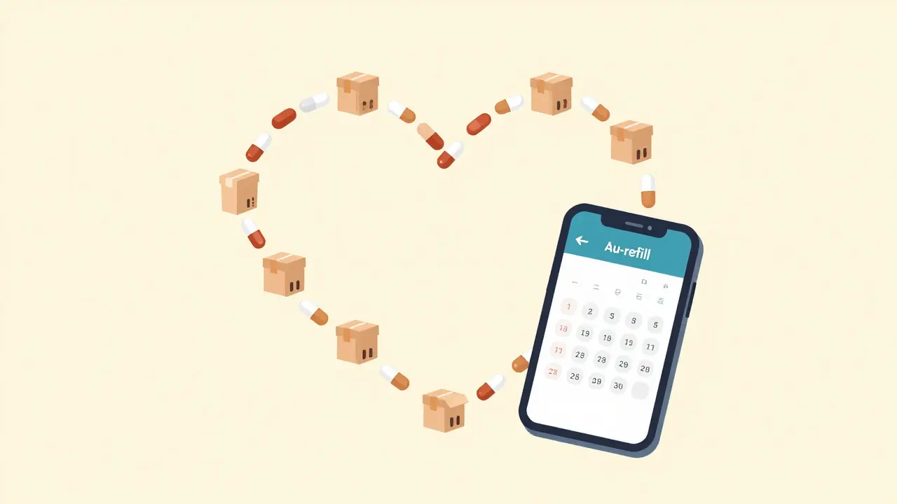 Heart shape made of pills and packages for heart health